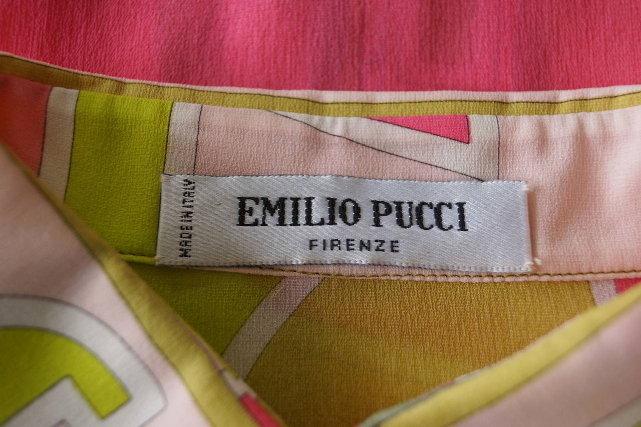 Late 1960s or Early 1970s Rare Iconic Emilio Pucci Silk Blouse For Sale 2