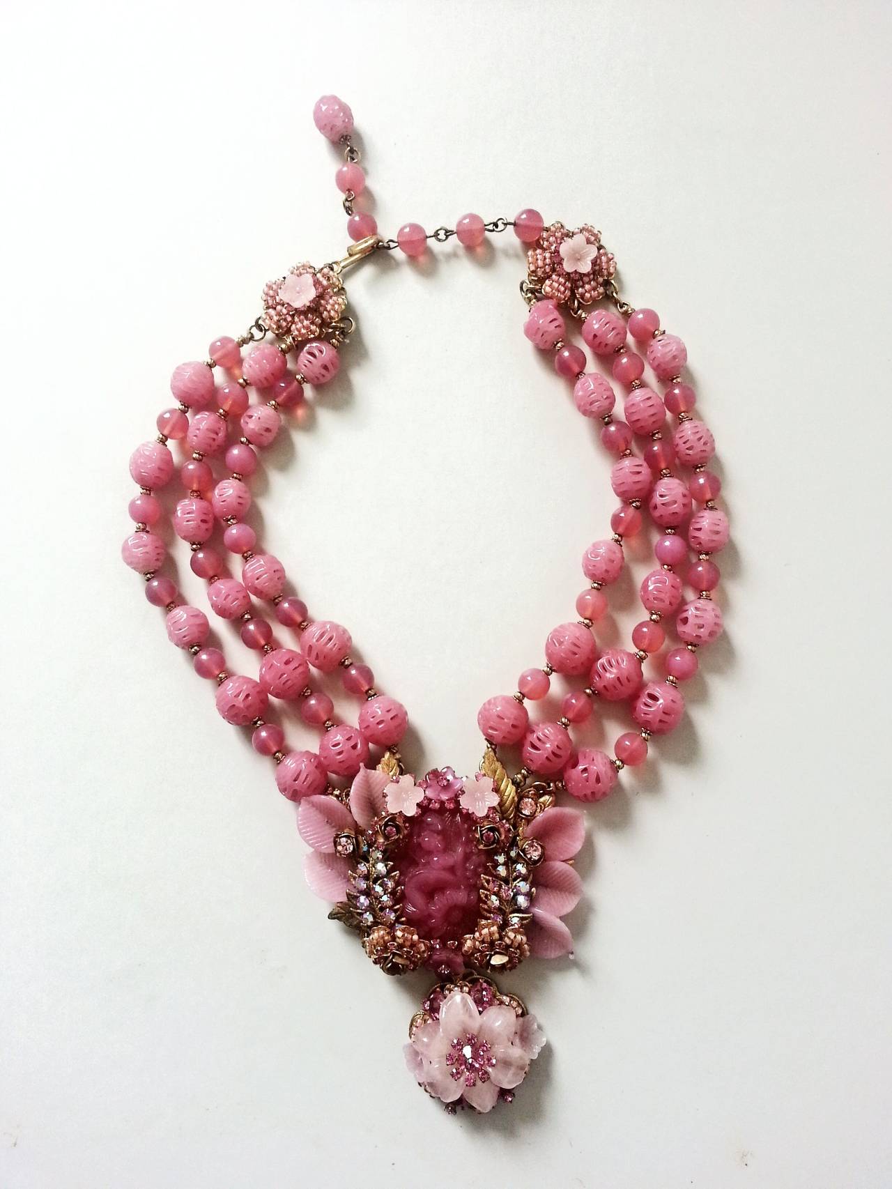 Baroque Revival Astounding Vintage Couture Stanley Hagler Shades of Rose Baroque Necklace