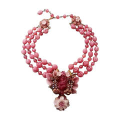 Astounding Vintage Couture Stanley Hagler Shades of Rose Baroque Necklace
