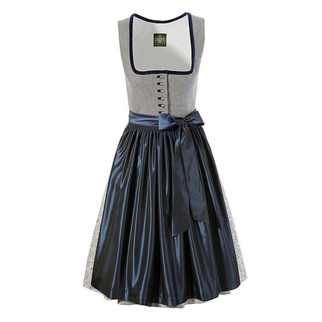 Navy and Grey Wool/Silk Dirndl Cocktail Dress by Hammerschmid of Bavaria