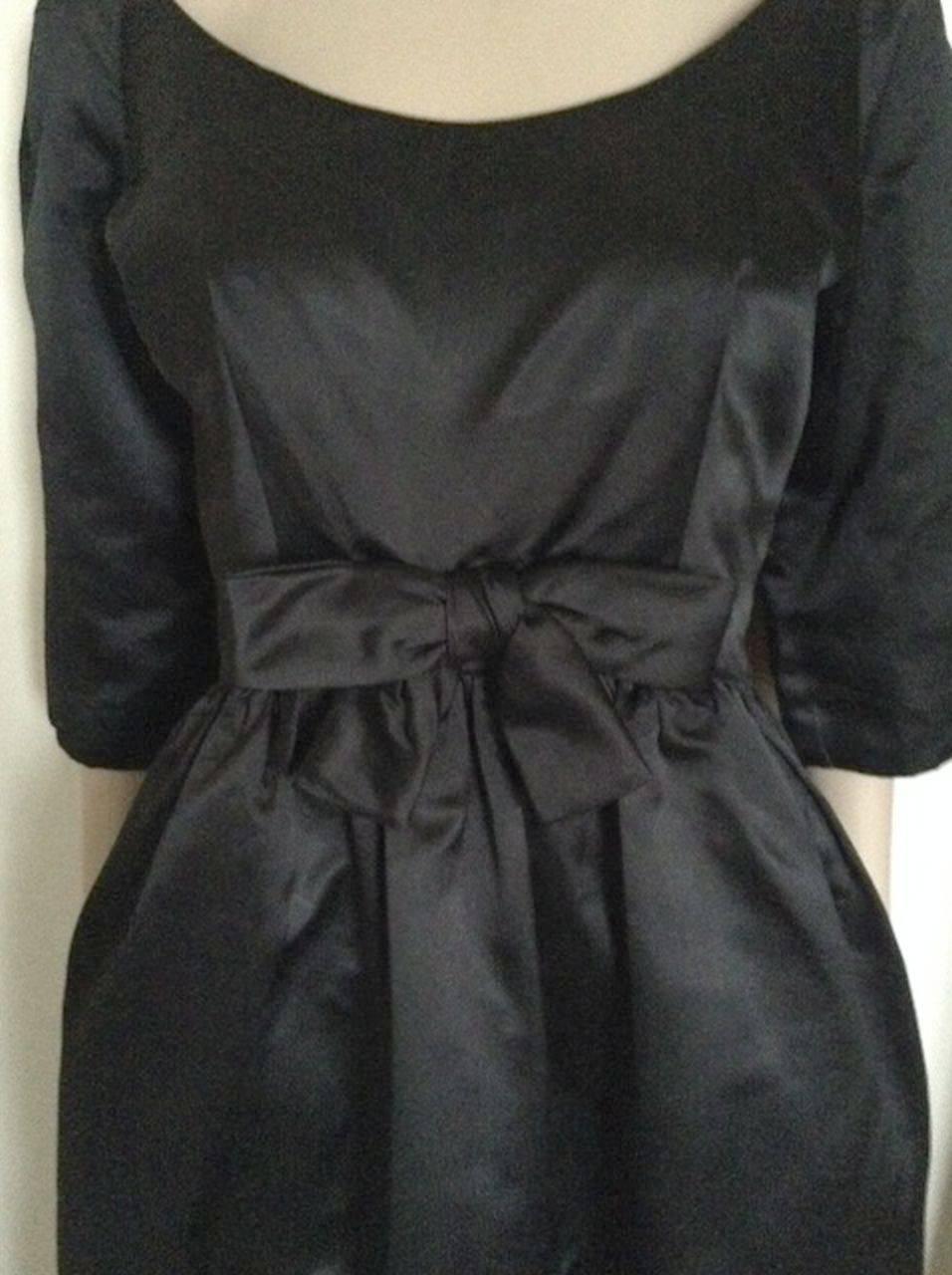 Museum Quality 1958 Christian Dior Black Satin Evening Dress With Bow For Sale 2