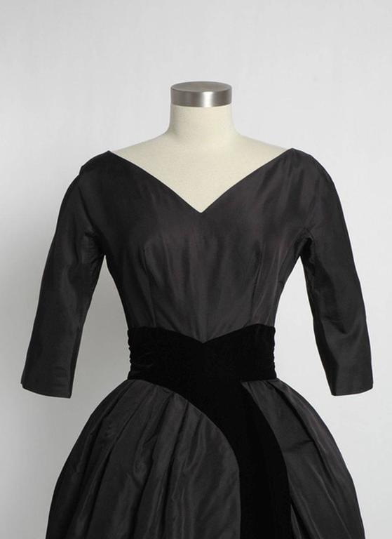 1959 Christian Dior Black Cocktail Dress with Velvet Trim For Sale at ...