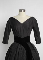 1959 Christian Dior Black Cocktail Dress with Velvet Trim