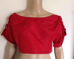 1953 Christian Dior Red Silk Bolero Jacket with Bow Details