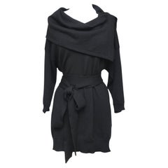 STELLA MCCARTNEY Black Tunic Knit Sweater Wool Short Sleeve Snaps Sz 38