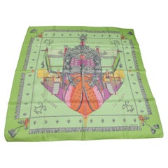 HERMÈS carré VUE du CAROSSE vert rose grand format