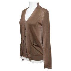 MARNI Sweater Cardigan Knit Top Brown Ombre Cashmere Silk V-Neck Long Sleeve 38