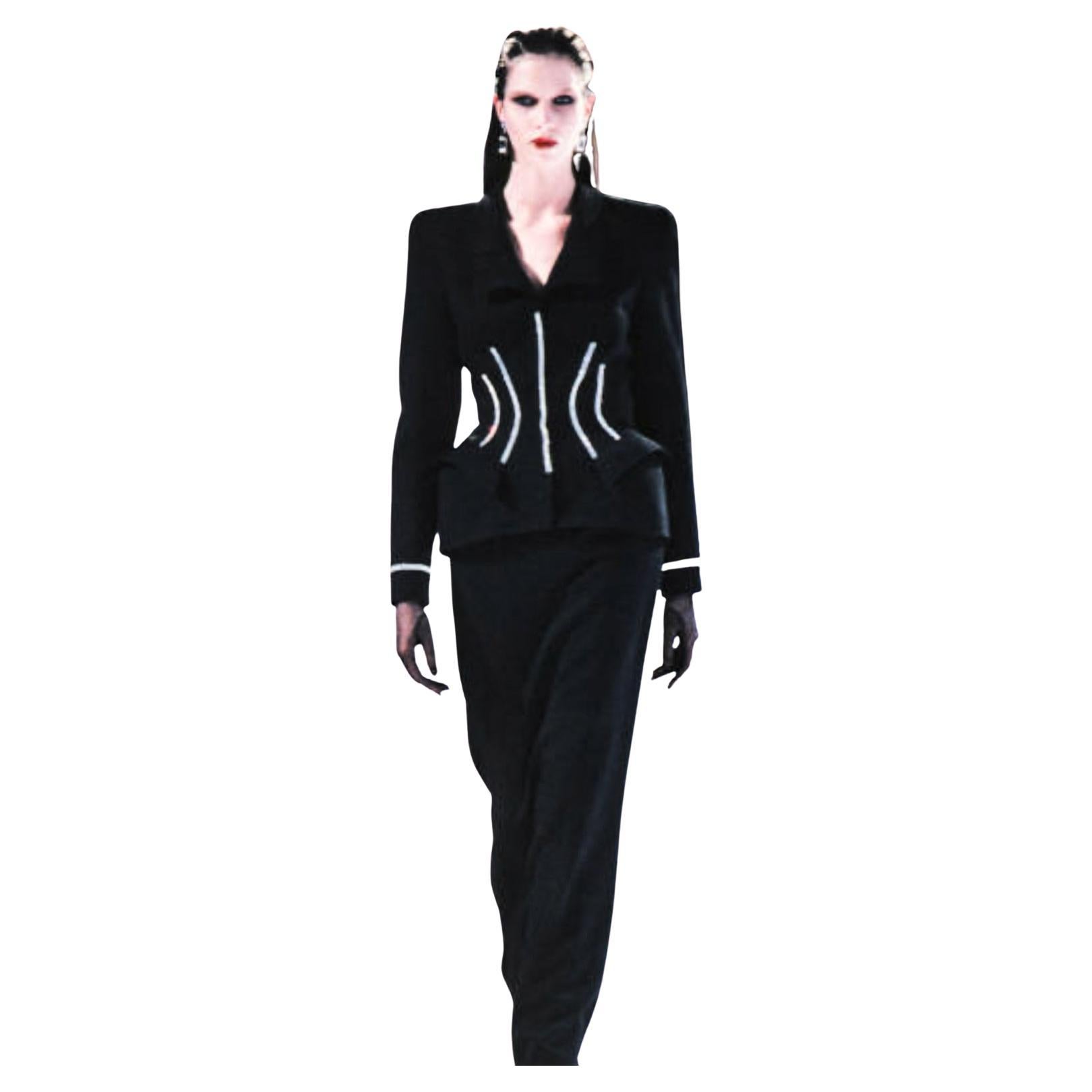 ICONIC Thierry Mugler FW 1998 Crystal Jacket Ensemble Famous Helmut Newton  For Sale