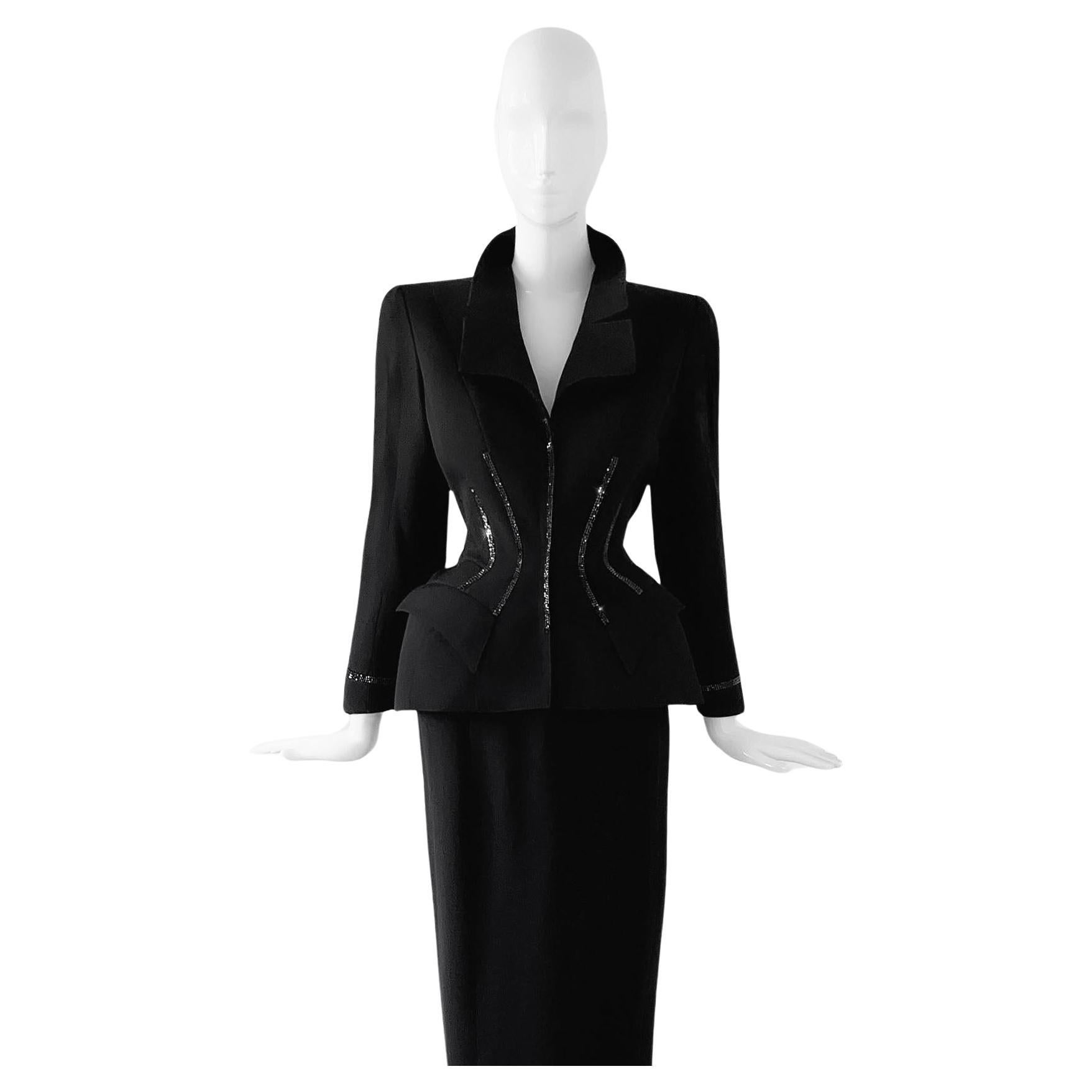 ICONIC Thierry Mugler FW 1998 Giacca di cristallo Ensemble Famoso Helmut Newton