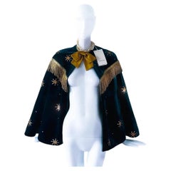 GUCCI Cape Showstopper Silk Velvet Gorgeous Gold Rhinestone Embellishment Jacket