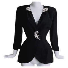 Thierry Mugler Giacca Glam Stella cadente di cristallo Glam Nero Drammatico Scultoreo