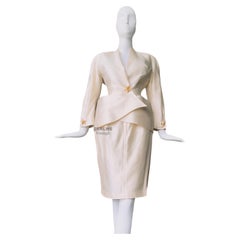 Thierry Mugler Pure Silk Sculptural Dramatic Skirtsuit Gold Starfish 