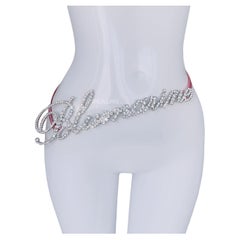Blumarine Showstopper Logo Belt Stunning Cystal Rhinestone 