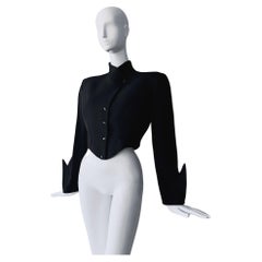 Thierry Mugler FW1988/89 Rare Black Cropped Jacket Shark Fin