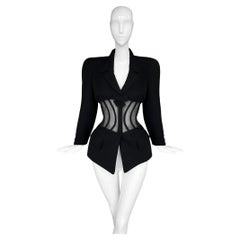 Ikonische Thierry Mugler 1995 Skulpturale Jacke mit durchsichtigem Boned-Korsett an der Taille