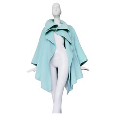 Stunning Claude Montana FW 1990 Archival Runway Coat Sculptural Wool Cape