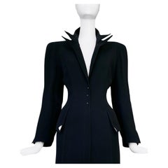 Antique Thierry Mugler Black Jacket Dramatic Collar Coat