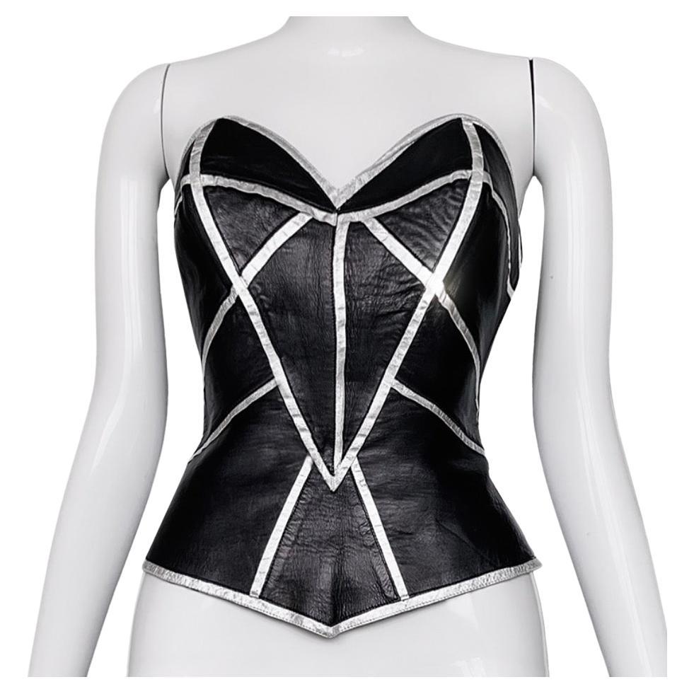 Thierry Mugler Couture 2001 Archival Leather Corset Top Bustier