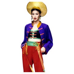 Iconic Yves Saint Laurent SS 1993 Ensemble Kate Moss Runway Jacket Pants Suit