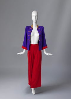 Iconic Yves Saint Laurent SS 1993 Ensemble Kate Moss Runway Jacket Pants Suit