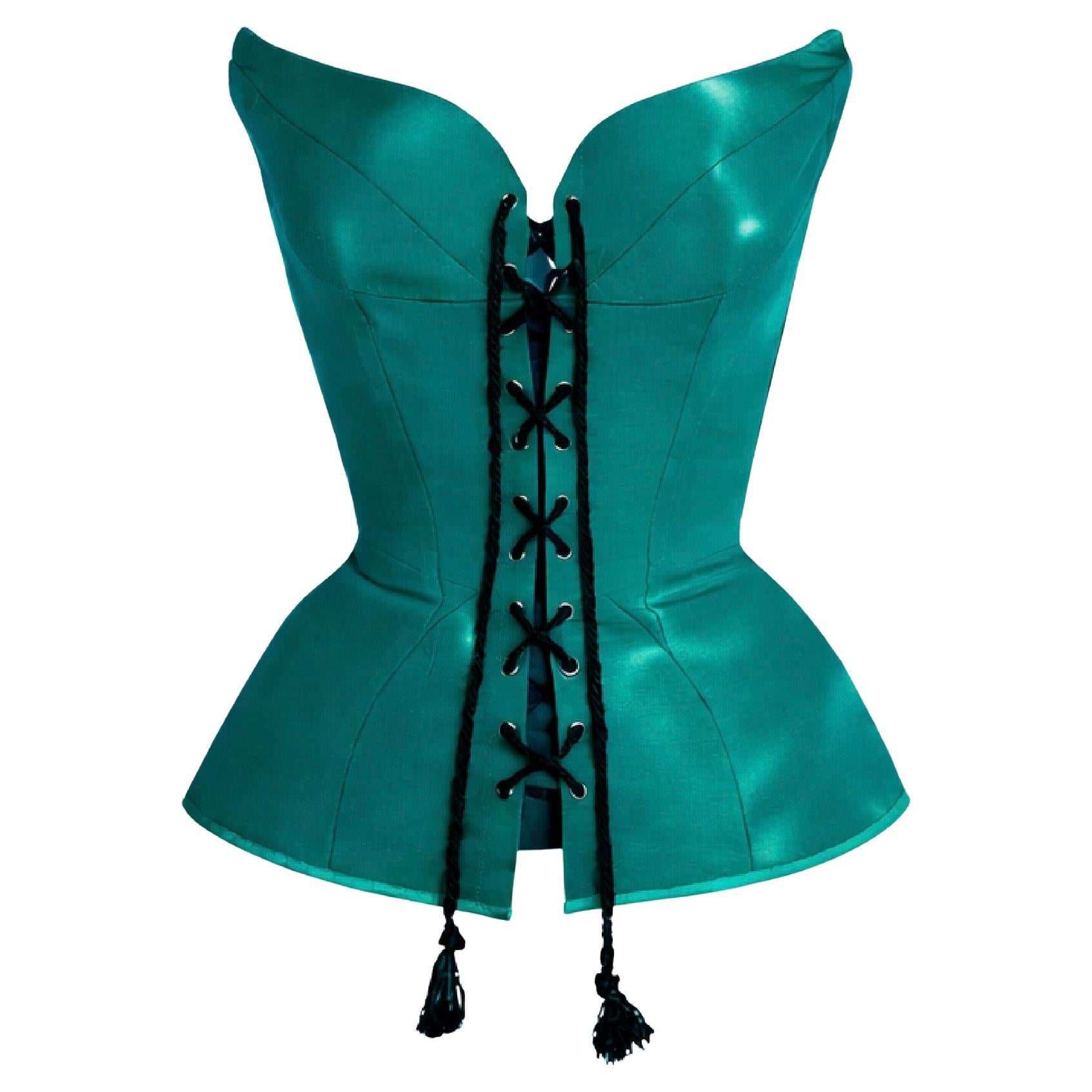 Thierry Mugler Silk Corset Dramatic Sculptural Bustier Top