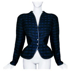 Thierry Mugler FW 1990 Sculptural Jacket Wool Plaid Dramatic Silhouette