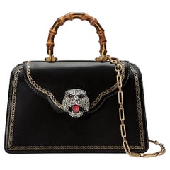 Gucci Thiara Black Leather Bamboo Top Handle Shoulder Bag 2018