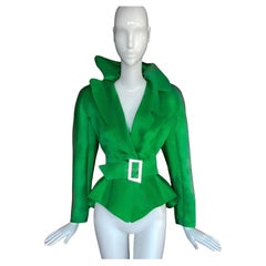 Vintage Iconic "Samantha Jones" Thierry Mugler Electric Green Silk Blouse