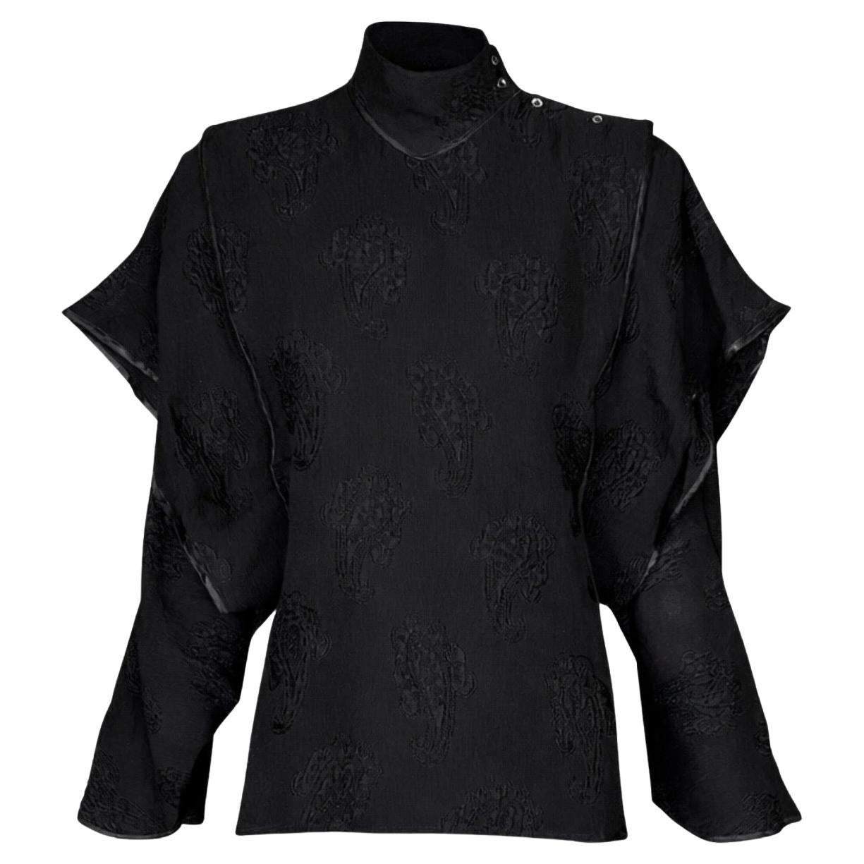 Archiv Thierry Mugler Seidenbluse 1978 Schwarz im Angebot