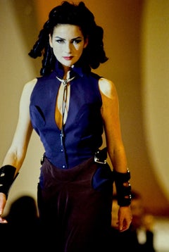 Bolo tie ou broche rare en métal argenté Thierry Mugler, collection printemps-été 1992