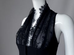 Beautiful Mugler Silk Top Semi Sheer Black Lace Bustier Blouse