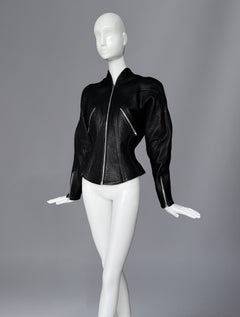 Rare Thierry Mugler "BIKER BRIDE" Leather Jacket Black Sculptural