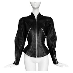 Rare Thierry Mugler "BIKER BRIDE" Leather Jacket Black Sculptural