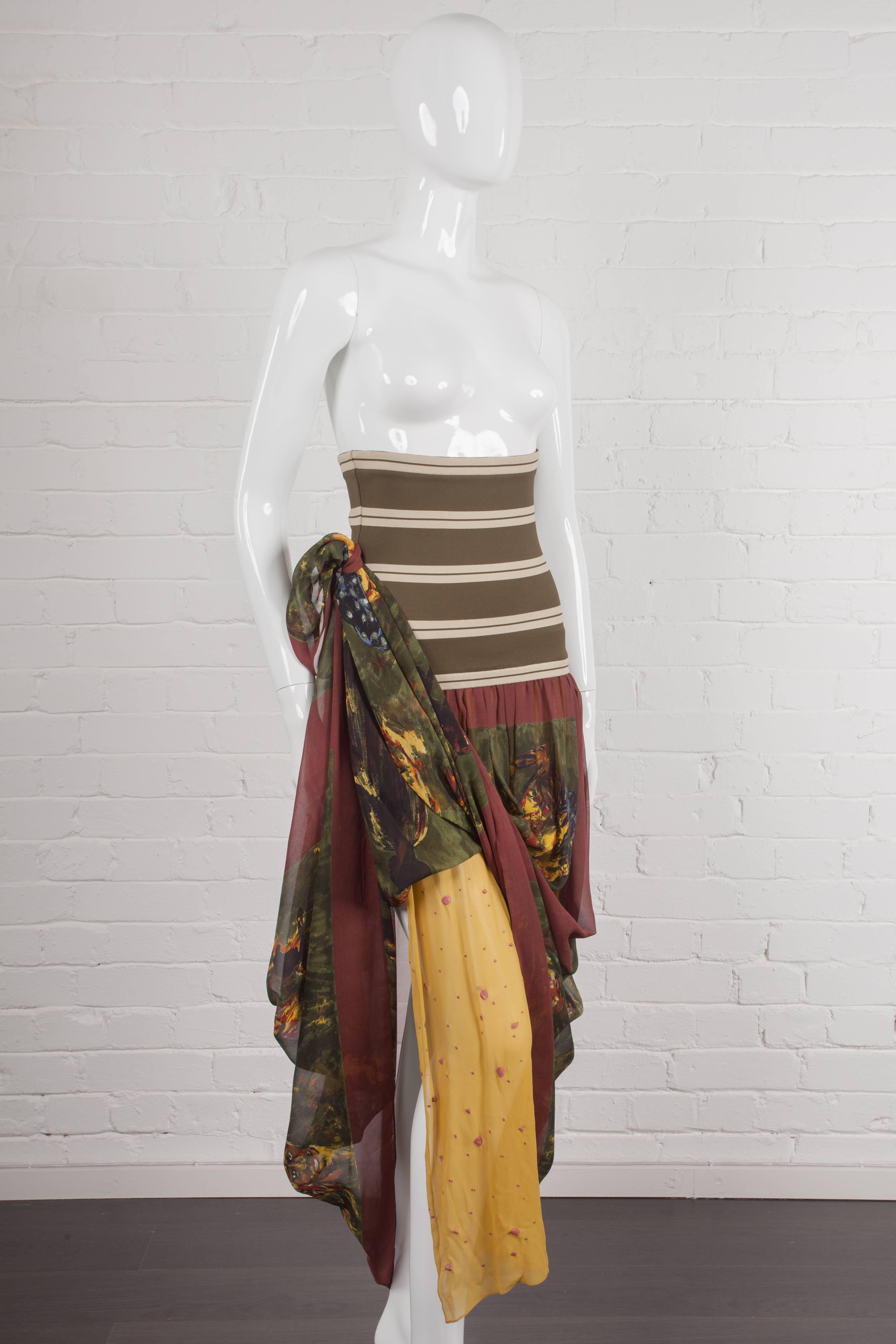 Jean Paul Gaultier 1988 “The Concierge in the Staircase” boob tube silk skirt In New Condition For Sale In London, GB
