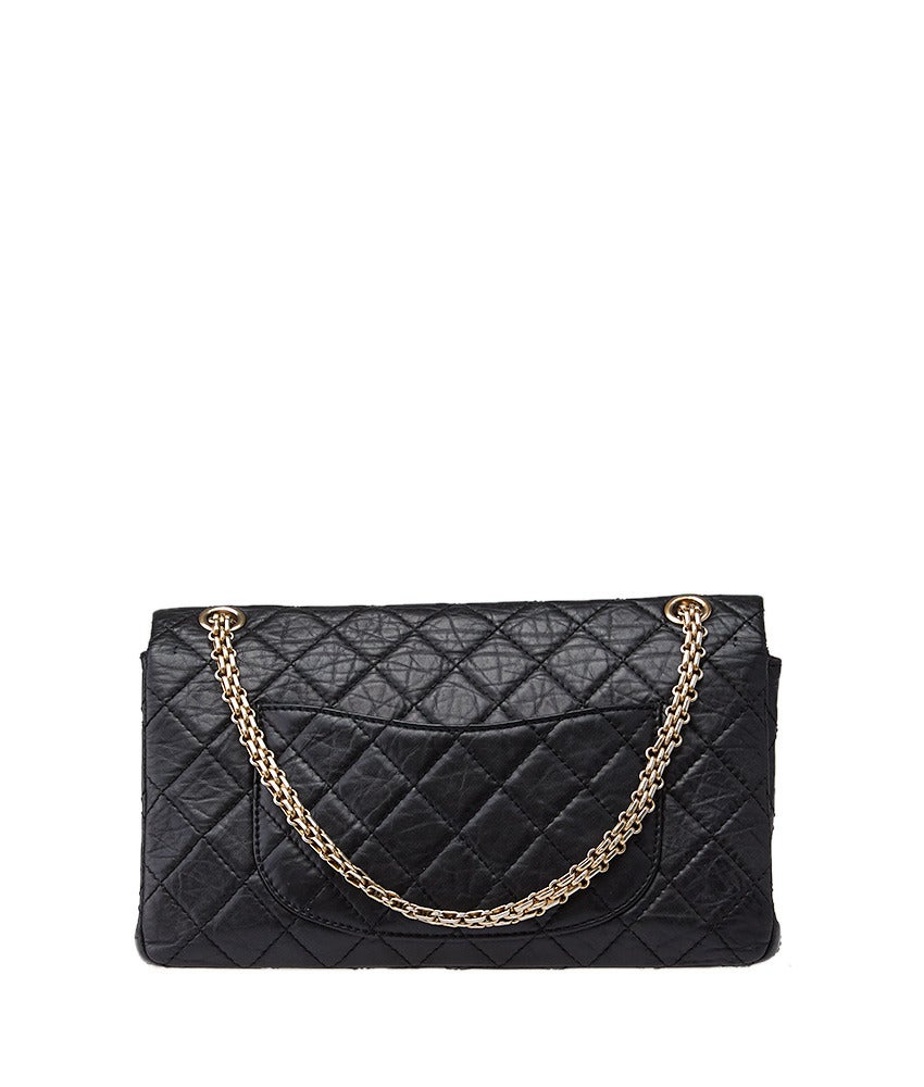 2008-09 Chanel 2.55 Reissue Black Quilted Leather Double Flap Shoulder Bag For Sale 1