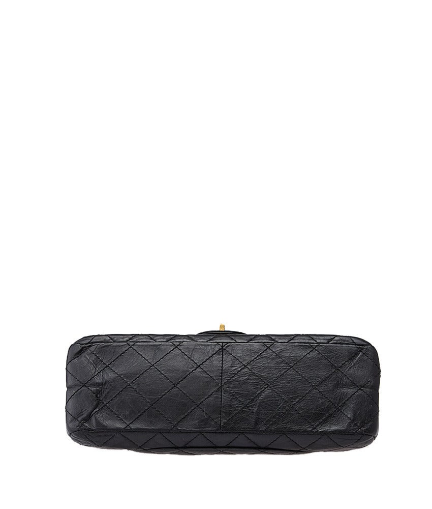 2008-09 Chanel 2.55 Reissue Black Quilted Leather Double Flap Shoulder Bag For Sale 2