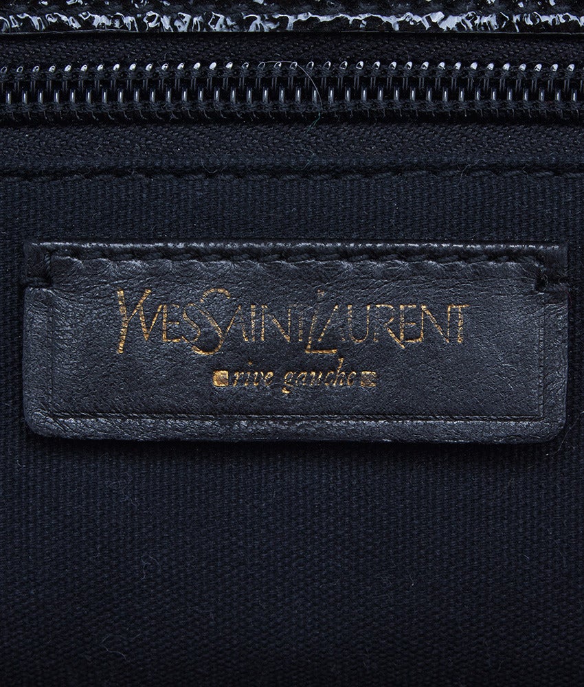 Yves Saint Laurent Black Patent Leather Weekender Duffle Bag For Sale 4