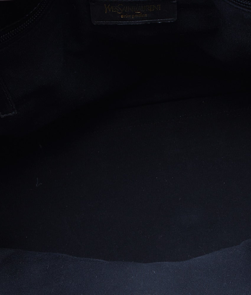 Yves Saint Laurent Black Patent Leather Weekender Duffle Bag For Sale 3