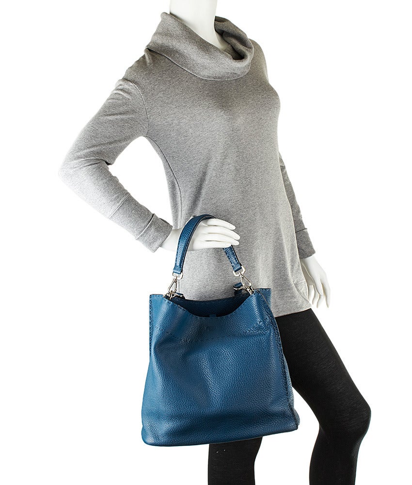 Fendi Selleria 2013-14 Light Blue Leather Top Handle Shoulder Bag