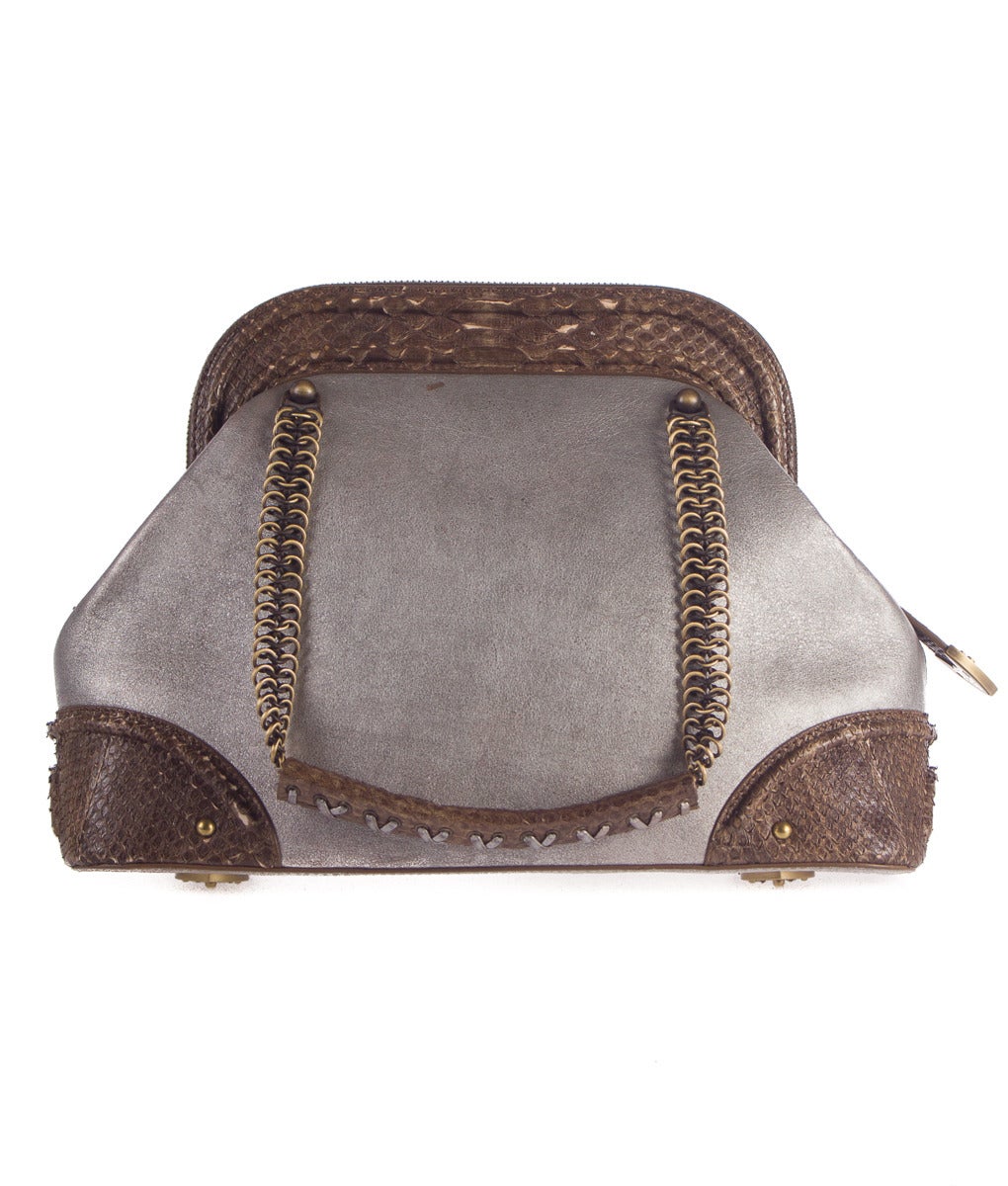 Christian Dior Limited Edition Gray Leather and Python Jeanne Medium Frame Bag For Sale 1