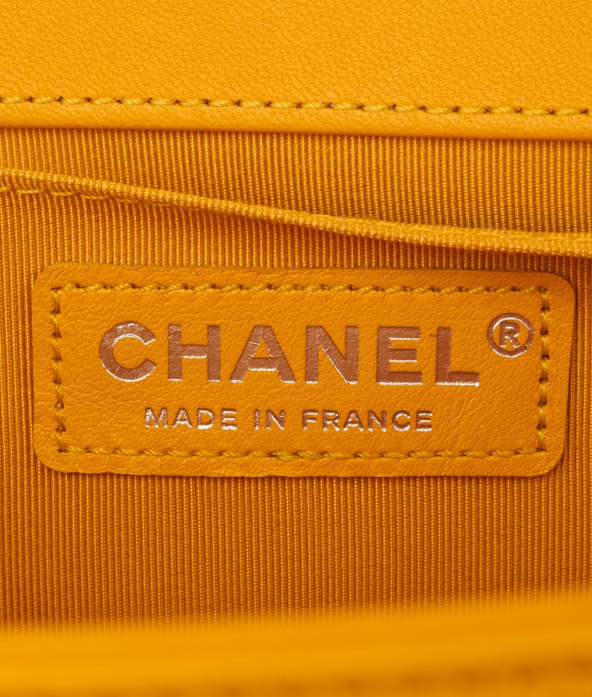 2015 Chanel Le Boy Quilted Yellow Lambskin Medium Flap Shoulder Bag For Sale 5