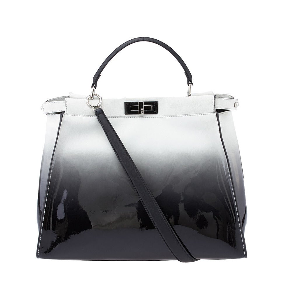 2015 Spring/Summer Fendi Peekaboo Large Ombre Patent Leather and Suede Tote For Sale