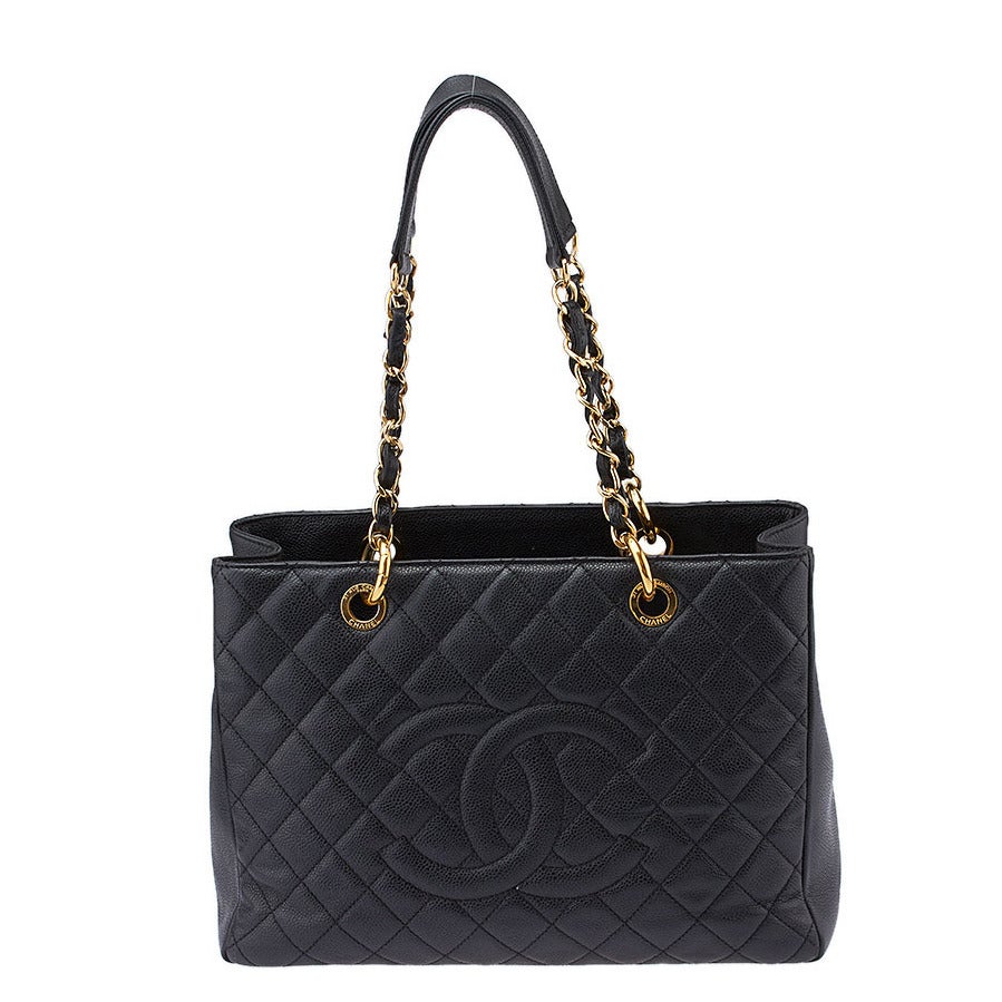 2012-13 Chanel Black Quilted Caviar Leather Grand Shopper GST Tote For ...