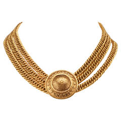 Vintage Chanel Women’s Gold Tone 17″ Chain Link Pendant Necklace