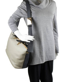 Chloe 2014 Baylee Colorblock Grey & Black Leather Zip Tote