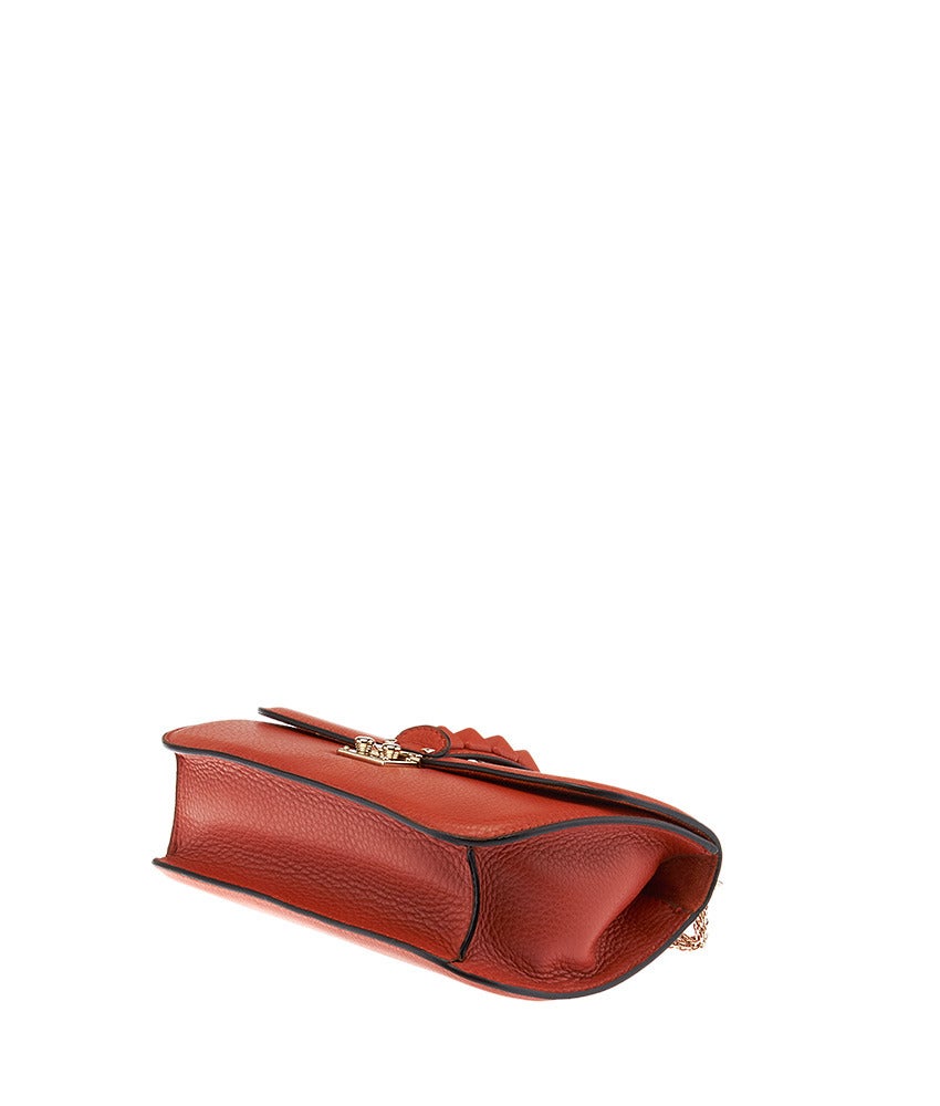 Valentino Glam Rockstud Orange Leather Medium Flap Shoulder Bag For Sale 1