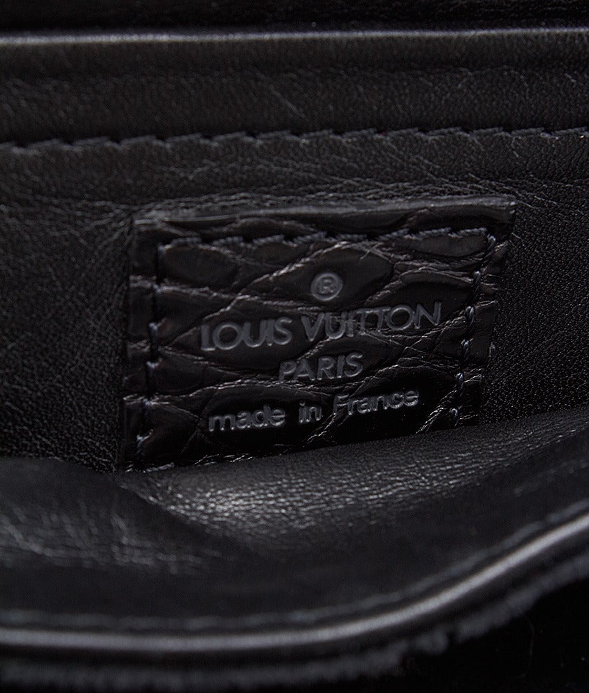 2004 Louis Vuitton Clyde Mon Black Velour & Crocodile Monogram Satchel For Sale 4