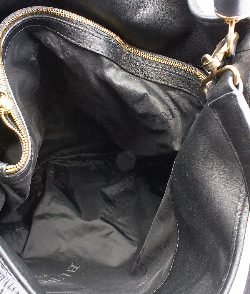 Burberry Prorsum Calloway Black Pleated Leather Top Handle Tote For Sale 3