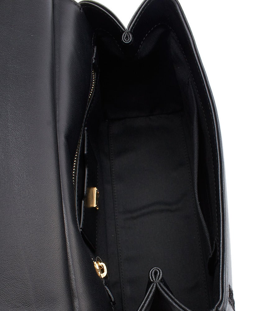 Dolce & Gabbana Miss Sicily Black Laser Cut Leather Crossbody Bag For Sale 3