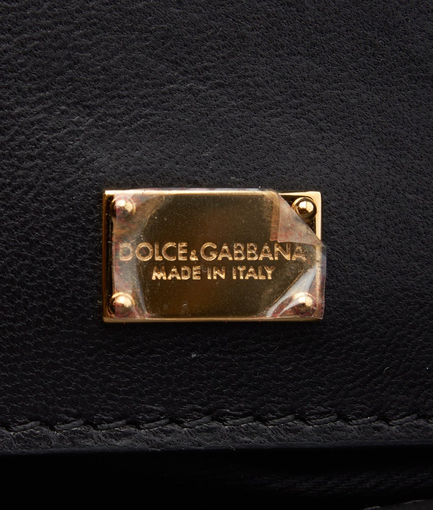 Dolce & Gabbana Miss Sicily Black Laser Cut Leather Crossbody Bag For Sale 5